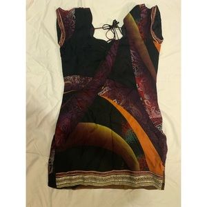 Black and orange blouse